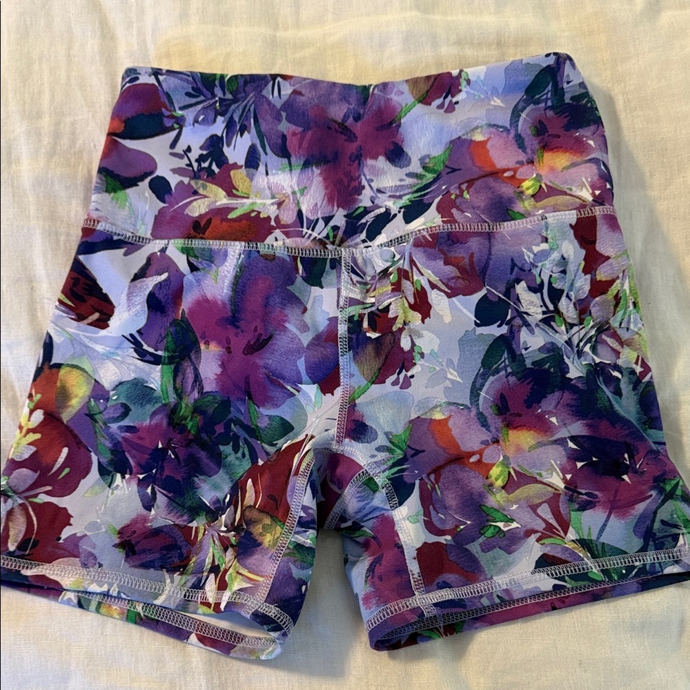 RBX Purple and Blue Athletic Shorts with Artistic Design